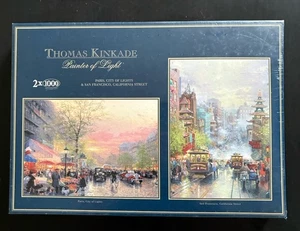 2 x 1000 Puzzle Thomas Kinkade Gibsons Jigsaw Sealed Paris San Francisco READ - Picture 1 of 3