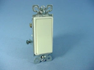 Cooper Light Almond 3-Way Decorator Rocker Wall Light Switch 15A 120V 6503LA - Picture 1 of 5