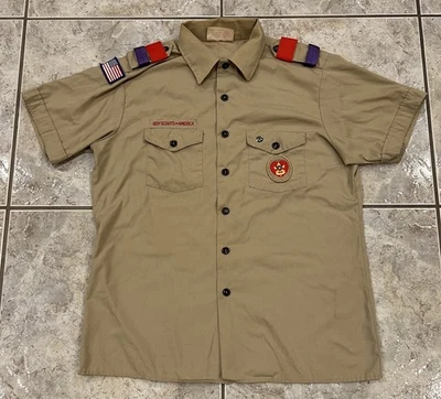 VTG Mens Large BSA Boy Scouts Of America Uniform Shirt Short Sleeve USA MADE - Image 1 of 4