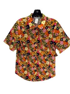 Neu mit Etikett Eva rosa geknöpftes helles Blumen-Top Größe Large - Bild 1 von 12