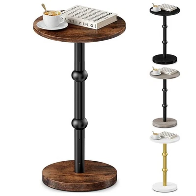 Drink Table, Small Round Side Table for Small Spaces,Round End Tables Metal leg - Image 1 of 4