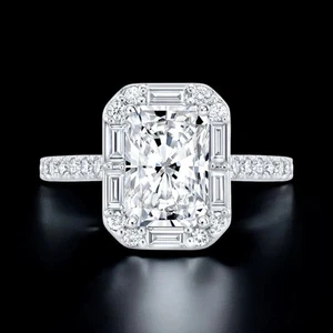 Lab Grown Radiant Cut Diamond Engagement Ring 1.80 Ct IGI Certified 950 Platinum - Picture 1 of 10