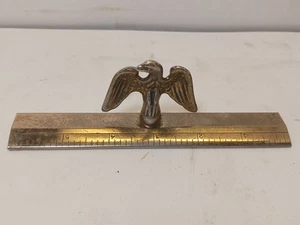 Fermacarte vintage righello aquila in metallo 6 1/4” L, arredamento retrò patriottico, made in Japan - Foto 1 di 7