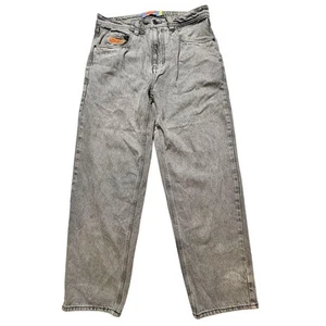 Pantalones de mezclilla de skate Empyre unisex gris pierna ancha desgastados talla M 32x32 de colección sueltos Y2K - Imagen 1 de 7