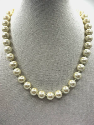 Chaps Ralph Lauren Simulated Pearl Hand Knotted Silver Plated Toggle Necklace - Image 1 of 4