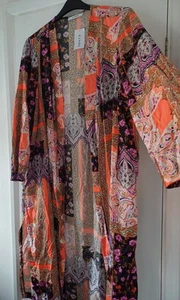 BNWT sz 20 stunning Evans orange purple boho kimono cover up NEW PLUS CURVE - Picture 1 of 6