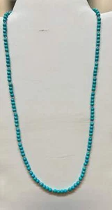 Turquoise 6mm round stone necklace with sterling silver and 21” long. SR2063 FRE - Picture 1 of 3