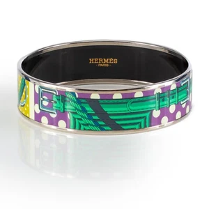Auth. HERMES Bracelet Bangle Clic Clac a Pois ESP - 70-16mm Purple Red Green NEW - Picture 1 of 3