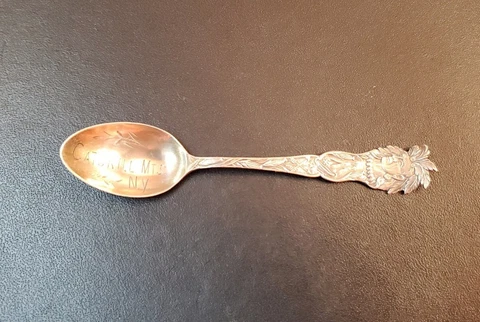 1800s Catskill Mountains NY Sterling Silver Souvineer Spoon Personalized Cover