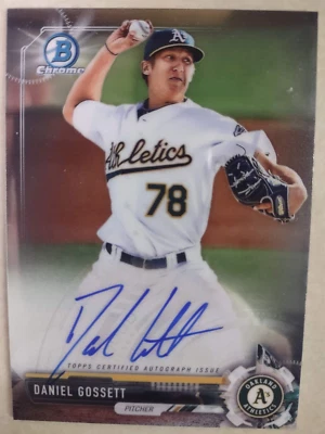 2017 Bowman Chrome DANIEL GOSSETT MLB A's Certified Authentic AUTOGRAPH FREE S&H - Image 1 of 2