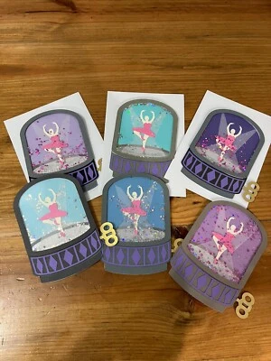 Ballerina Birthday Invitation Shaker Card Set of 15 w/Envelope Handmade Assorted - Image 1 of 4