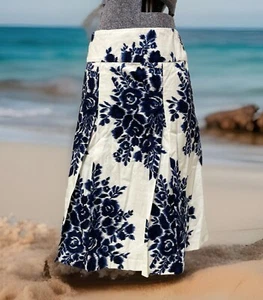 Talbots Skirt Size 22W Romantic Floral Pleated Cotton Lightweight Lined 40X24 - Picture 1 of 23