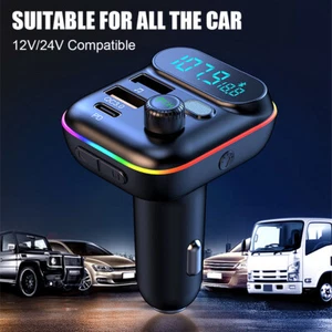 Caricabatteria auto wireless Bluetooth trasmettitore FM lettore MP3 radio PD+USB adattatore - Foto 1 di 17