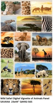 Africa Safari Animals Panel cotton quilt fabric Hoffman Q4492-565-Savannah Lion - Image 1 of 4