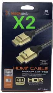 Blackweb 6 Fuß High Speed HDMI Kabel Premium zertifiziert 4K Ultra M48C (2er-Packungen) - Bild 1 von 3