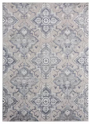 United Weavers Blue Petals Vines Bulbs Contemporary Area Rug Bordered 2601 10560 - Image 1 of 4