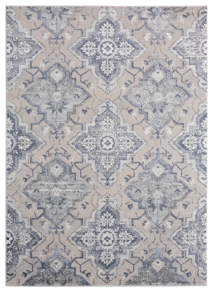 United Weavers Blue Petals Vines Bulbs Contemporary Area Rug Bordered 2601 10560 - Image 1 of 4