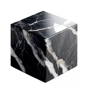 Cubo in Marmo Nero Aquitania Decorazione Scultura da Tavolo Arte Design H 8cm - Imagen 1 de 5
