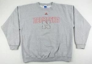 Vintage 90s Adidas NCAA Nebraska Huskers CrewNeck Sweater Size Men's Large L - Picture 1 of 5