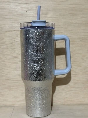 45 oz Tumbler Vacuum Insulated Stainless Steel Silver Straw Lid Closure Handle - Image 1 of 4