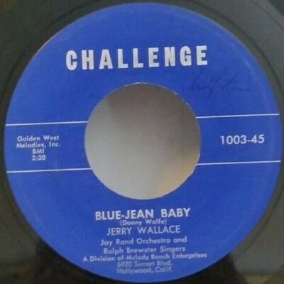 Jerry Wallace  BLUE-JEAN BABY / FOOLS HALL OF FAME (ROCK45)#1003 PLAYS VG+ TO ++ - Image 1 of 4