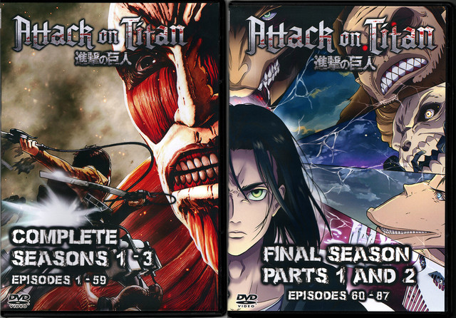 DVD Anime Attack On Titan Season 1-4 Vol.1-87 End + Junior High + 9 SP + 2  Movie