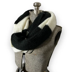 Michael Michael Kors Black & White Color Block Knit Cowl, Infinity Scarf  - Picture 1 of 10