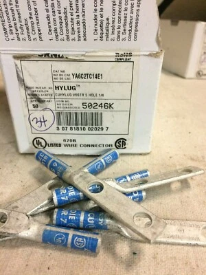 BURNDY YA6C2TC14E1 Two Hole Lug Compression Connector,6 AWG - Image 1 of 4