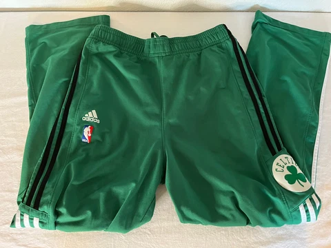 ADIDAS~BOSTON CELTICS~ ON COURT NBA TEAM WARM UP PANTS MEN'S SZ: Large Cover