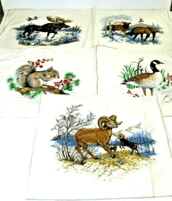 VTG Fabric Sewing Panel Quilt Squares Rustic Marshland Mallard Moose Cottagecore - Image 1 of 4