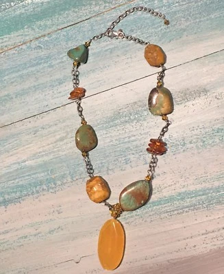 Silpada Sterling Silver Turquoise Jasper Calcite Pendant N1296 Necklace $134 - Image 1 of 4
