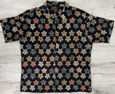 Camisa De Colección Neiman Marcus Para Hombres Estilo Hawaiano Talla XXL Negra Abotonada Vacaciones Foto 1 de 4