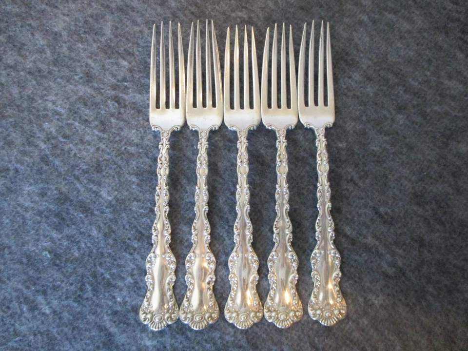 WATSON STERLING SILVER ST. LOUIS PATTERN FORK (SET 5) - appx。 7"-214g — 第 1/4 张图片