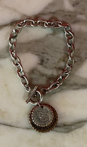 South Carolina Gamecocks Medallion Silver Bracelet 7.5 inches Cover