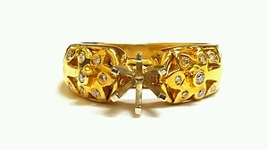 18K Gelbgold Halbfassung 0,25ct F Farbe Si1 Reinheit Diamant Verlobungsring - Bild 1 von 4