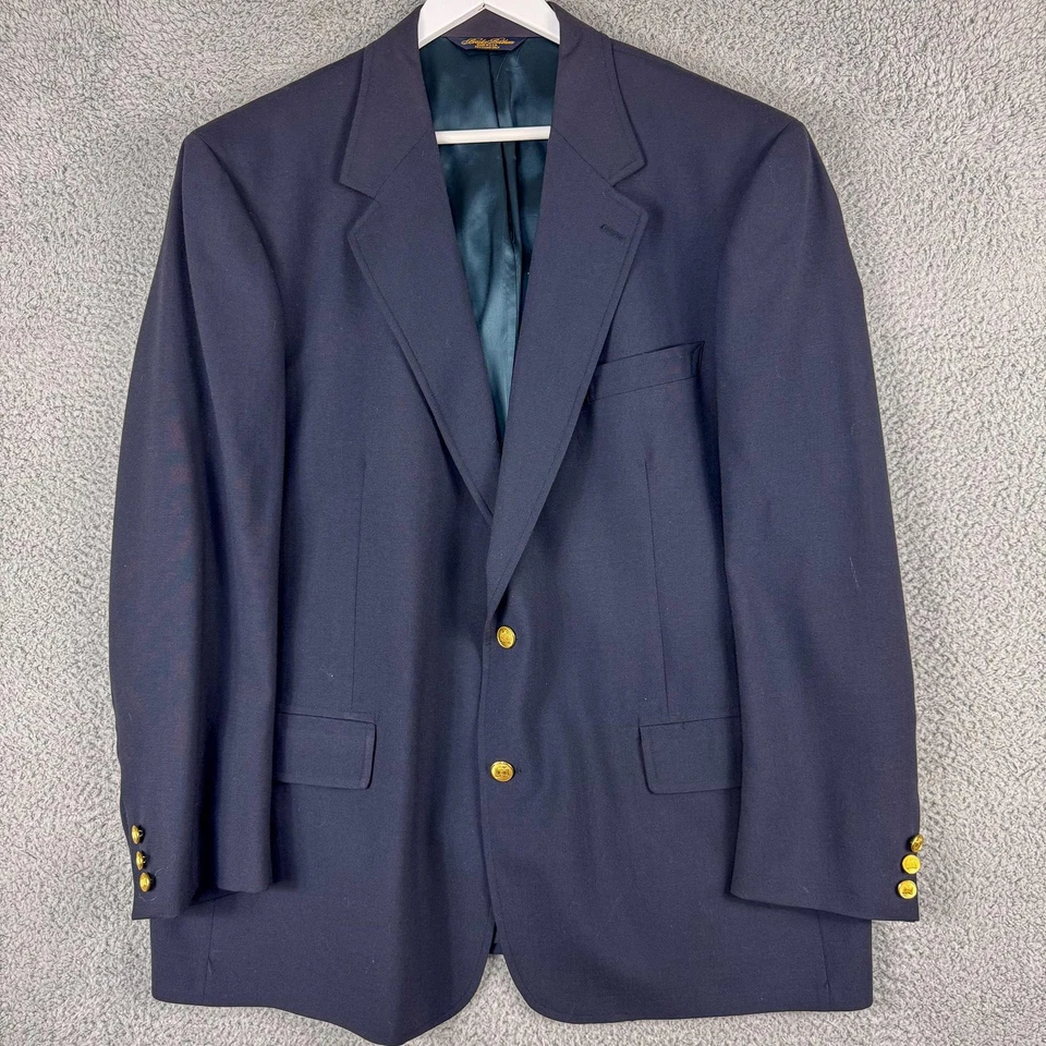 Vintage Brooks Brothers Blazer Mens 46 Blue Wool Gold Button Brooksgate 90s USA - Image 1 of 4