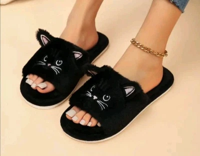 Zapatillas Gato Negro US 9.5-10 Talla 10.6 in Longitud Interior Navidad NUEVAS Envío Gratis Foto 1 de 3