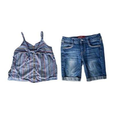 Abercrombie Kids Arizona Girl's Clothes Outfit Jean Bermuda Shorts Tank Sz 10 - Image 1 of 4