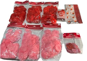 Set Deko rosa und rote Blütenblätter., Batterie Licht Set, Seidenpapier und Tisch - Bild 1 von 11