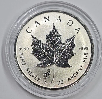 2015 1oz .9999 Silver Canadian Reverse Proof  Maple Leaf W/ Ram Privy in a Cap - Image 1 of 2