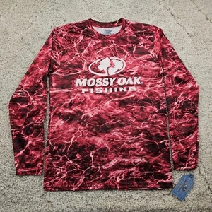 Mossy Oak Fishing Mens Long Sleeve Elements Agua Size Medium Spellout Logo Y2K  - Picture 1 of 14