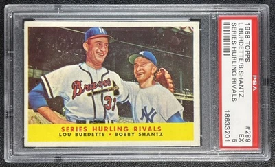 LOU BURDETTE BOBBY SHANTZ PSA 5 1958 TOPPS #289 SERIES HURLING RIVALS 3201 - Image 1 of 2