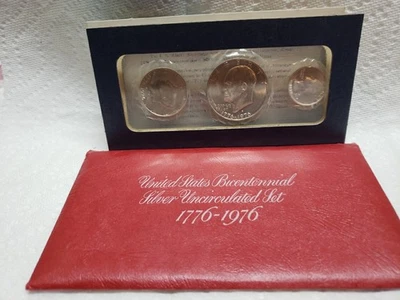 1976-S US Mint Silver UNC Bicentennial 3 Coin Set BU 40% 4.89 Shipping Very Nice - Image 1 of 4