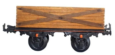 Early Bing 1-gauge Tin Lithographed 1-gauge Wood Carrier Freight Wagon - Image 1 of 4