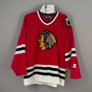 Chicago Blackhawks 90S Starter Trikot Gr. L NHL Hockey bestickt - Bild 1 von 13