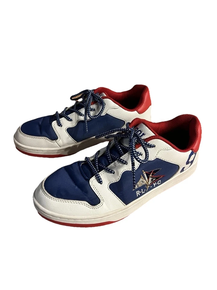 POLO Ralph Lauren Moda Tenis Talla 7-Mujer-Rojo/Blanco/Azul Bandera Jessup Foto 1 de 4