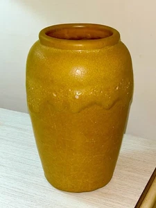Mint Mustard Yellow HTF Hampshire Pottery 7.5” Vase. Thick Overglaze. Sweet. - Picture 1 of 8
