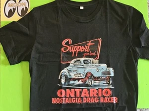 ONTARIO DRAG STRIP (T9) Mens 100% Black Cotton T-Shirt. Drag Race NHRA - Picture 1 of 2