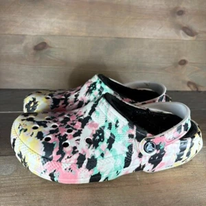 crocs classic womens size 9 shoes multicolor tie dye lined clogs sandals - Picture 1 of 8