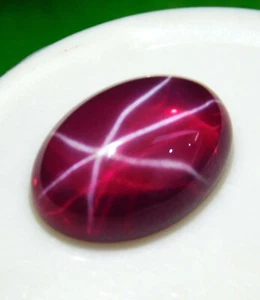6 Rays Natural Red Star Ruby 9.10 Ct Oval Cabochon CERTIFIED Loose Gemstone - Picture 1 of 7